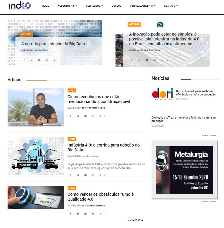 Página principal de 25/03/2020 do Indústria 4.0 Página principal de 25/03/2020 do Indústria 4.0